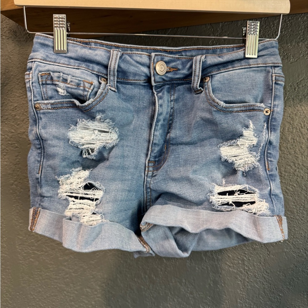 Aeropostale Light Blue Distressed Denim Shorts
